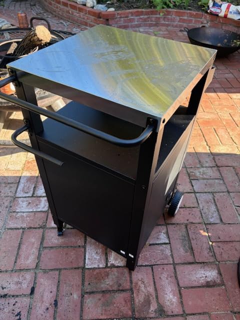Outdoor Grill Table with Sink, Metal Worktable Kitchen Cabinet Island w/ 304 Stainless Steel Sink, Foldable Top and Storage Cabinet, Rolling Grill Cart with Wheels for Garden, Backyard and Lawn customer photo 2