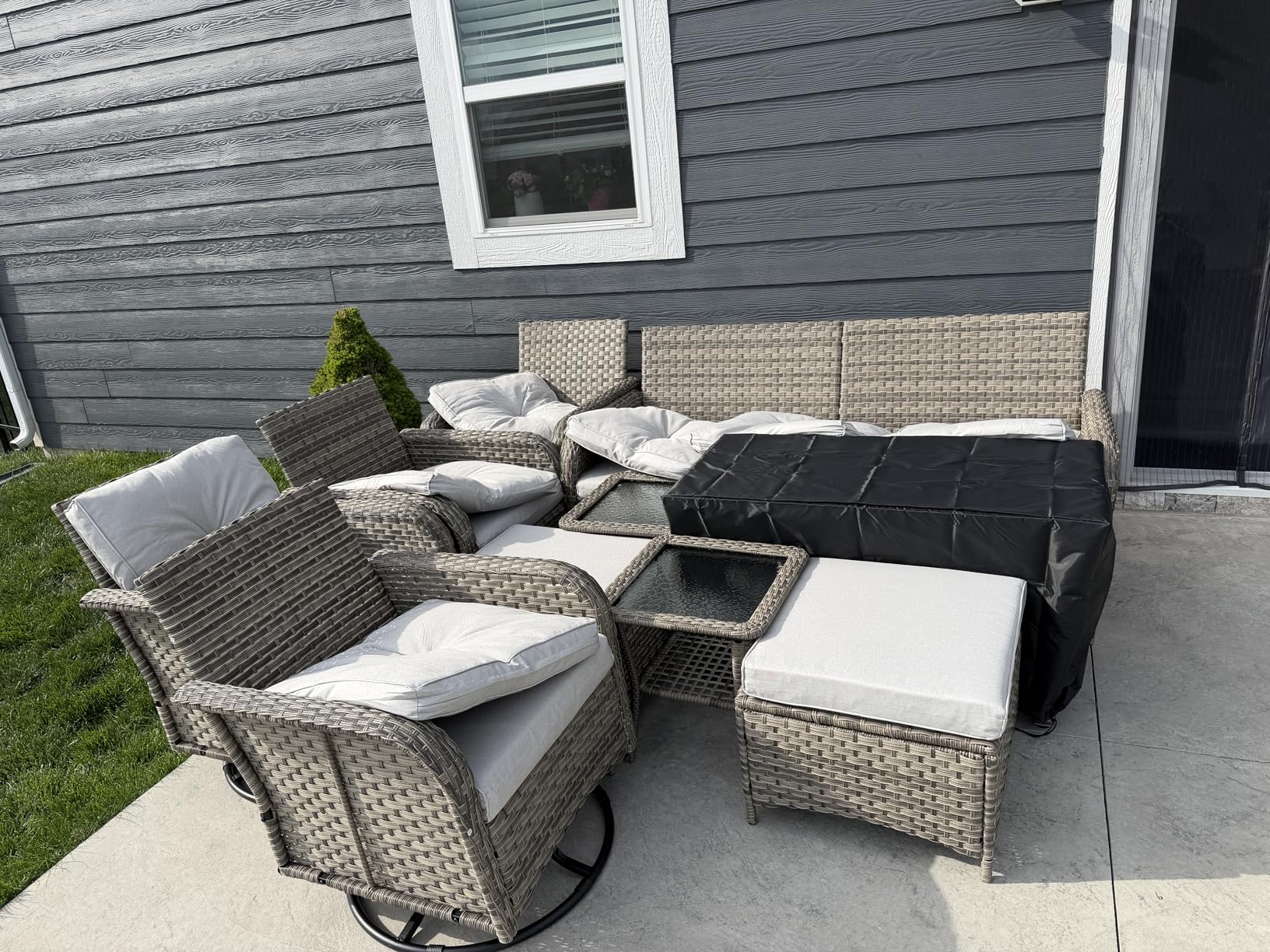 Aoxun 10-Piece Wicker Rattan Patio Furniture Set with 44