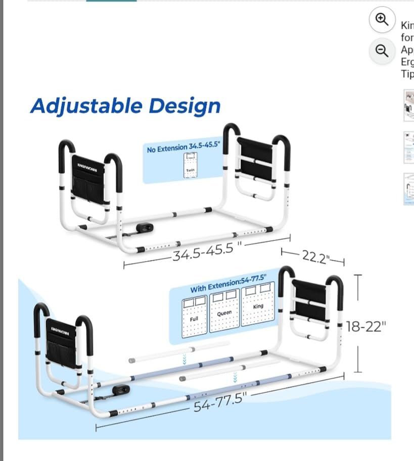 Dual Side Bed Rails for Seniors, 350 LBS Capacity, Model BM10 | ASTM-Approved Bed Rails for Elderly Adults Safety, Dual U-Handles & 4-Bar Anti-Tip, Storage Bag, Tool-Free, Fits Twin to King customer photo 1