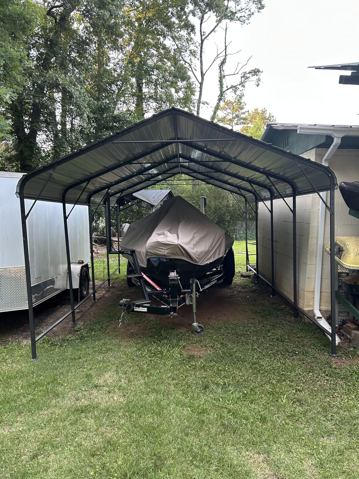 Shintenchi 12x20 FT Metal Carport, Oversized Carport Garage with Enhanced Base, Outdoor Galvanized Car Shelter, Heavy Duty Carports Canopy, for Car, Boats and Tractors, Grey customer photo 2