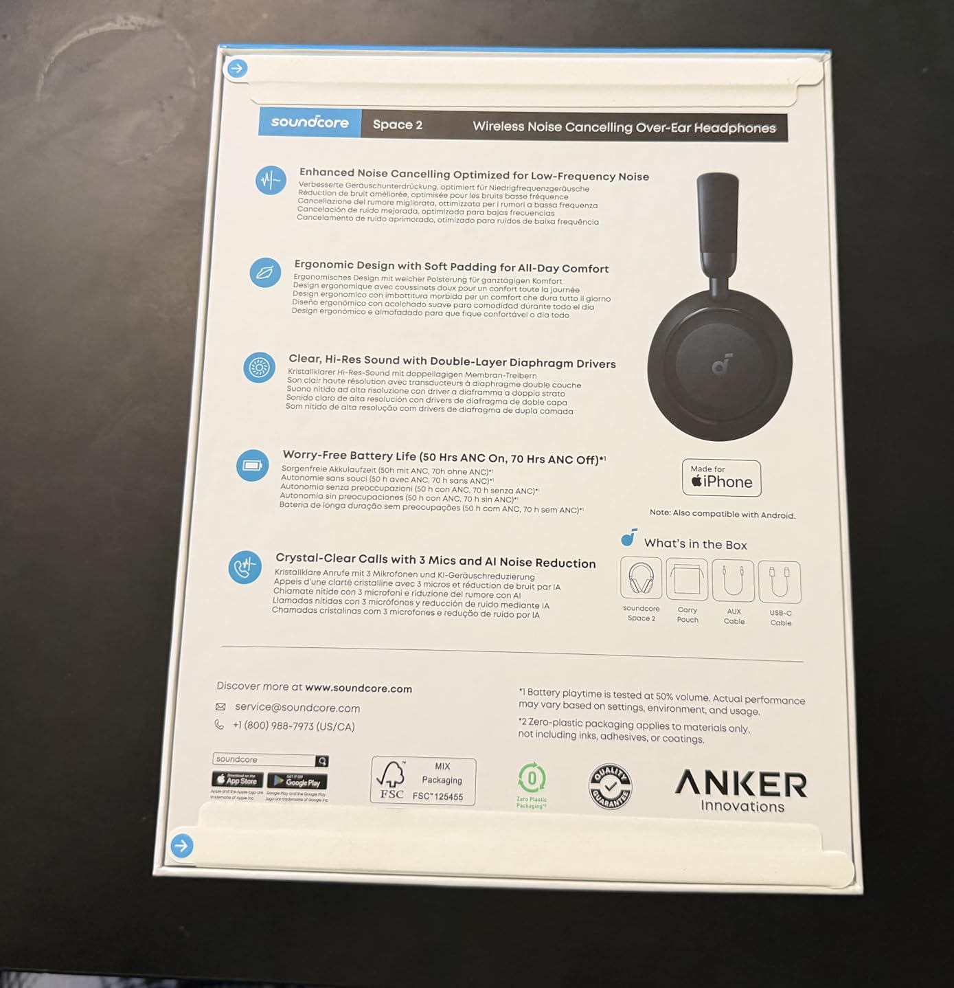Soundcore Anker Space 2 Bluetooth 6.1 Over-Ear Headphones, Travel-Ready | Active Noise Cancelling, 50H Playtime, LDAC Hi-Res, Dual Connection, Clear Calls, Nap Mode, Wearing Detection, Fast Charging customer photo 2