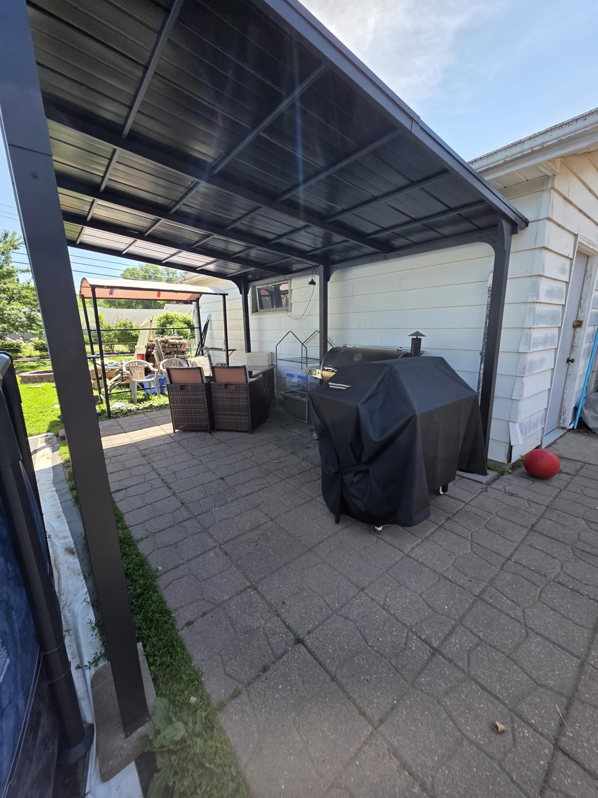 StoneCreek 10'x20' Wall Mounted Gazebo, Lean to Pergola with Galvanized Steel Sloped Roof & Drainage Gutter, Heavy Duty Outdoor Gazebo for Patio, Backyard, Deck customer photo 2