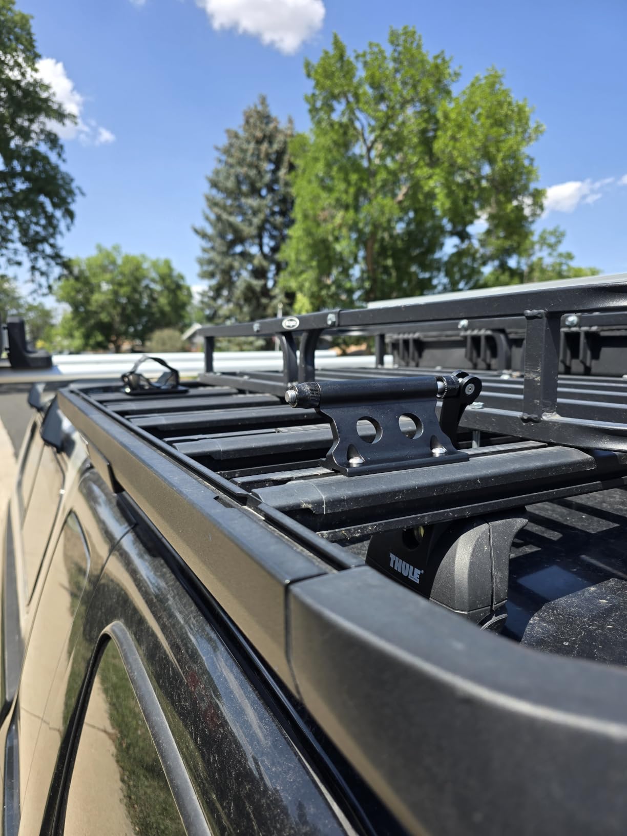 Roof Bike Rack Set - 9mm Quick Release Fork Mount & Rear Wheel Holder, Fits 9x100mm & 9x110mm Standard Hubs, Anti-Slip Rear Tire Strap, for Car, SUV, Truck Crossbars, Aluminum Alloy (Titanium) customer photo 1