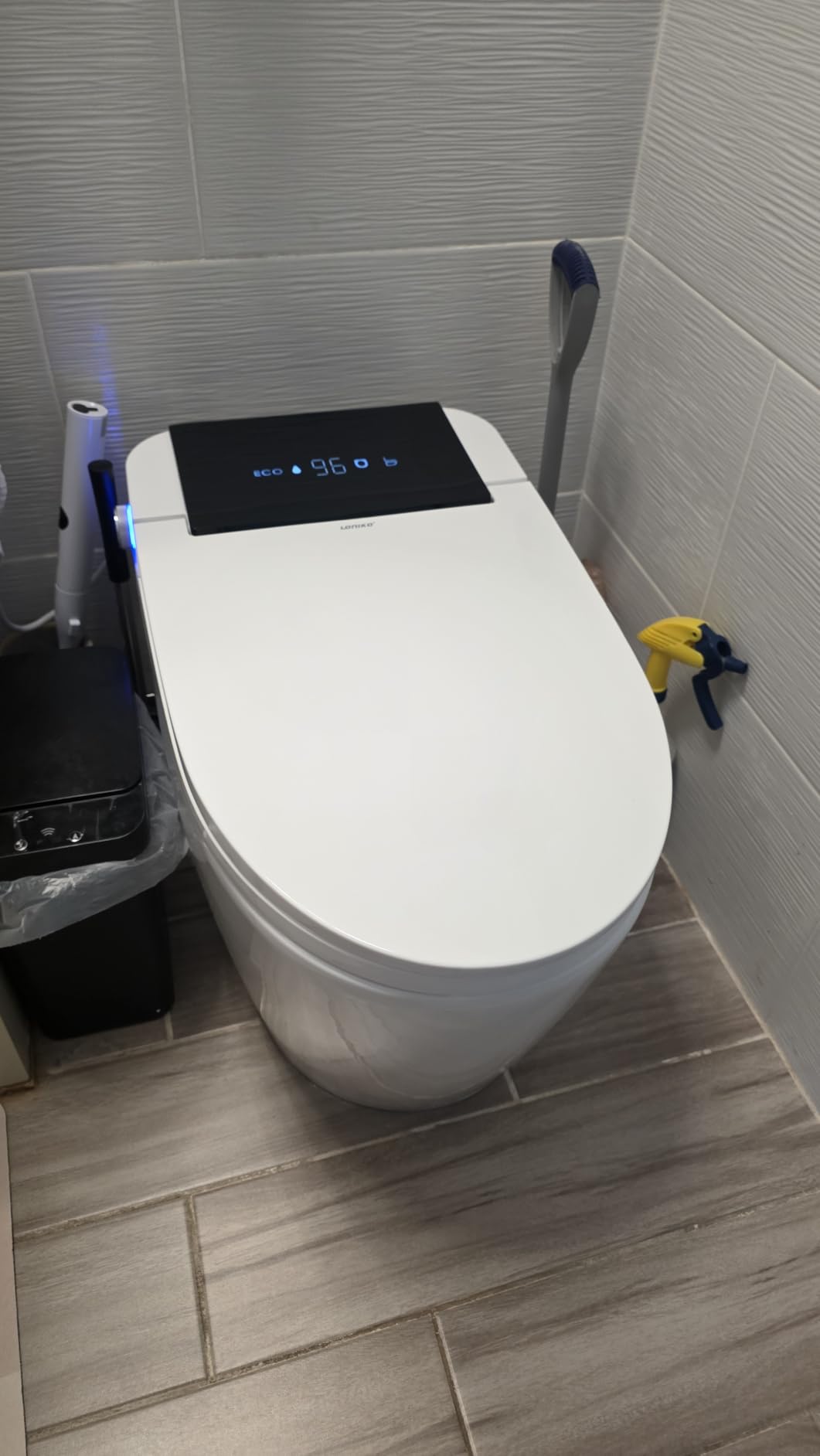 Modern Smart Toilet with Built-In Bidet, Electric Toilet, Auto Open/Close Lid, Heated Seat, Dual Auto Flush & Foot Sensor, Tankless, Warm Water Wash & Dryer, Wireless Remote, 1000g MaP customer photo 1