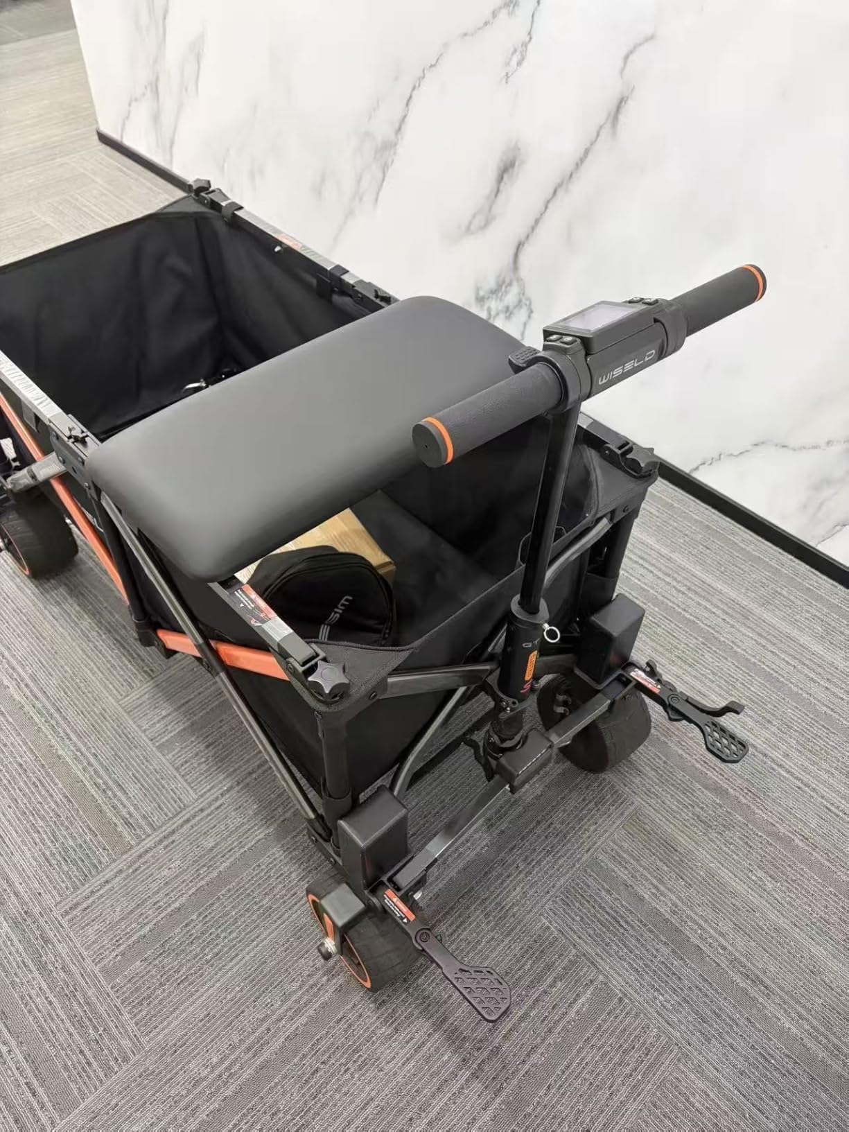 WISELD GT3 Electric Wagon Cart with Seat for Adults, Rideable & Tow-Assist Foldable Motorized Utility Wagon, 1500W Heavy Duty Power Hauler, 551 Lbs Load, for Camping, Farm, Property & Trade Show customer photo 1