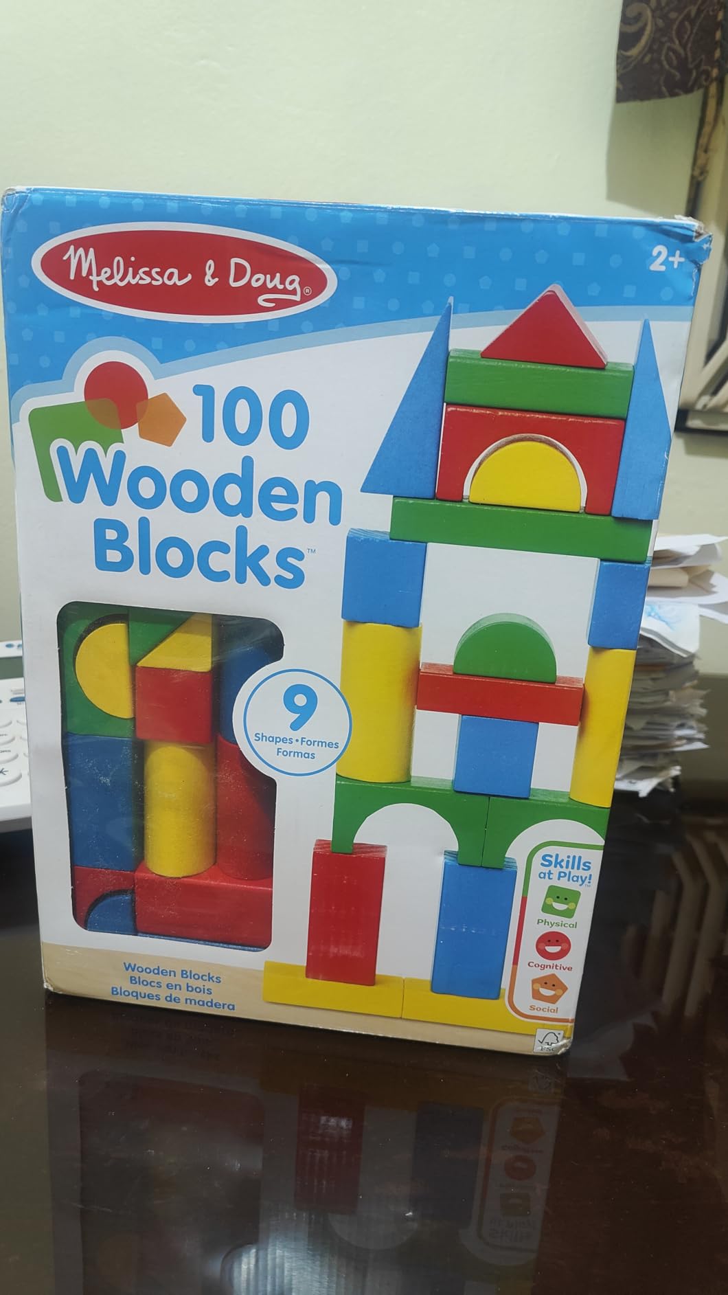 Melissa & Doug Wooden Building Blocks, 100-Piece Set of Sorting & Stacking Toys in 4 Colors and 9 Shapes, Classic Toddler Toys for Girls & Boys Ages 2+ - FSC Certified customer photo 1