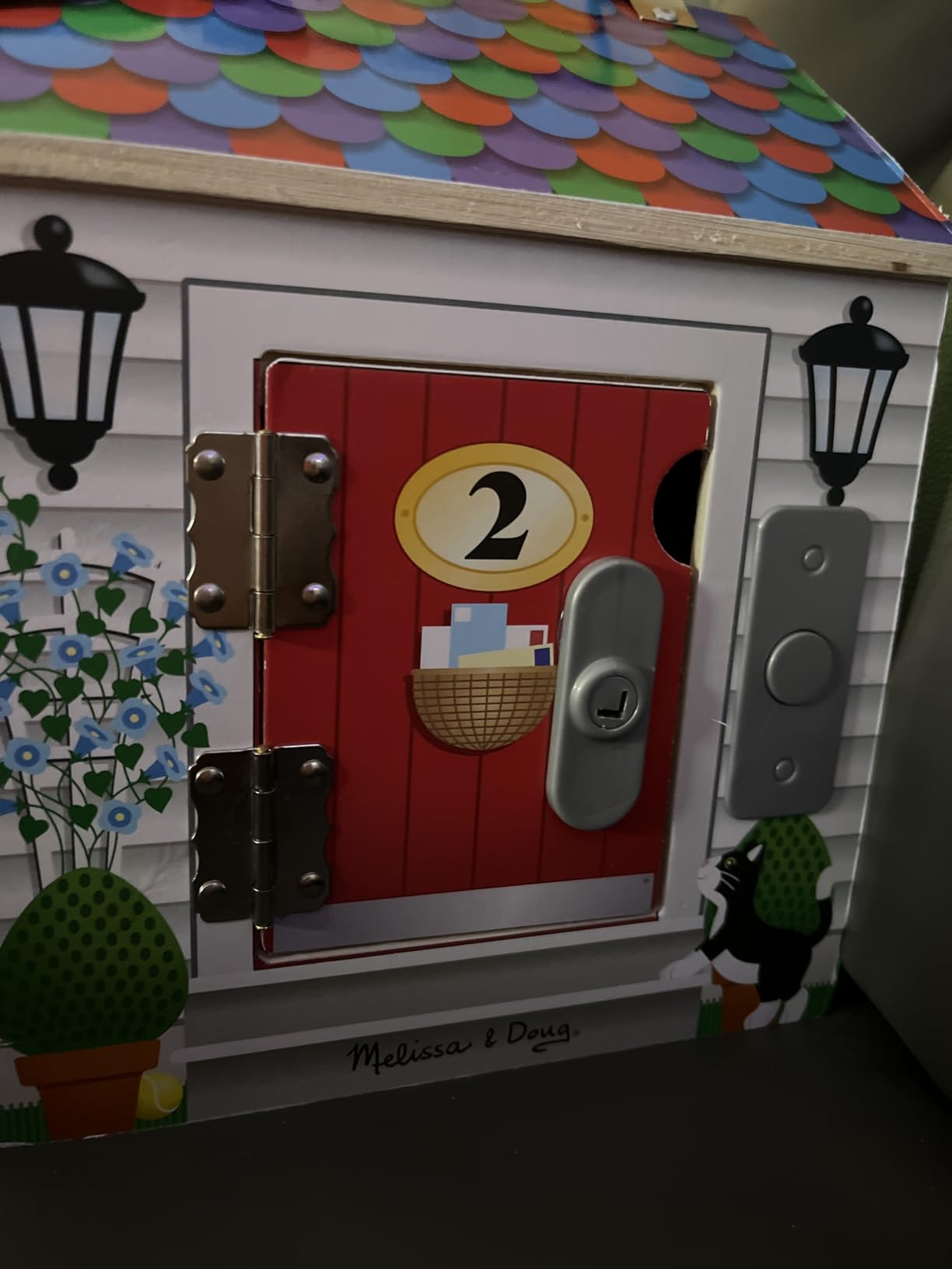 Melissa & Doug Take-Along Wooden Doorbell Dollhouse - Doorbell Sounds, Keys, 4 Poseable Wooden Dolls Portable Doll House, Ages 3+ customer photo 1