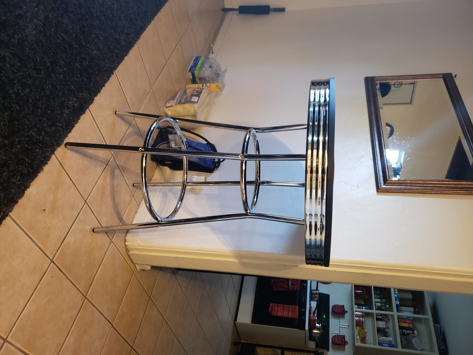 Coaster Home Furnishings Retro 1950s Soda Fountain Diner Pub Height Game Room Bar Table, White Laminate Top, Sturdy Steel Chrome Base, 2300 customer photo 2