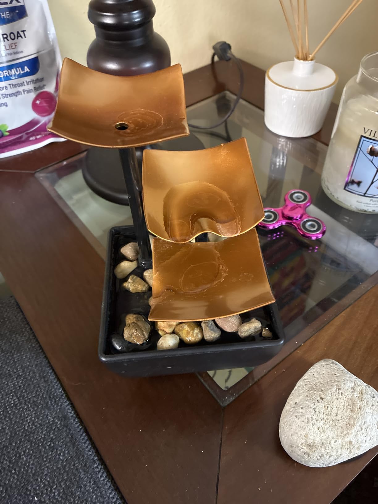 Homedics Tabletop Water Fountain, Home Décor Soothing Sound Machine - Automatic Pump, Deep Basin & Natural River Rocks. Indoor Zen Relaxation for Office, Living Room, or Bedroom, 8.25