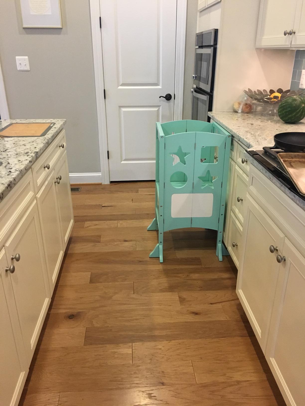 Guidecraft Classic Kitchen Helper - Natural: Adjustable Height, Folding Step Stool For Little Kids, Toddler Safety Cooking Tower with Write-on Wipe-off Message Boards customer photo 2