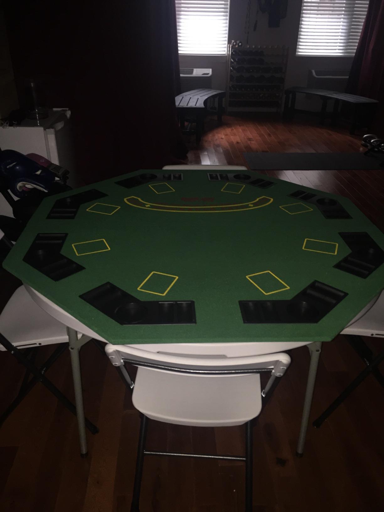 Folding Poker Table Top - 48-Inch Solid Wood Topper - Space for 8 Players - Blackjack Table with Built-in Cupholders and Chip Trays by Trademark Poker customer photo 1