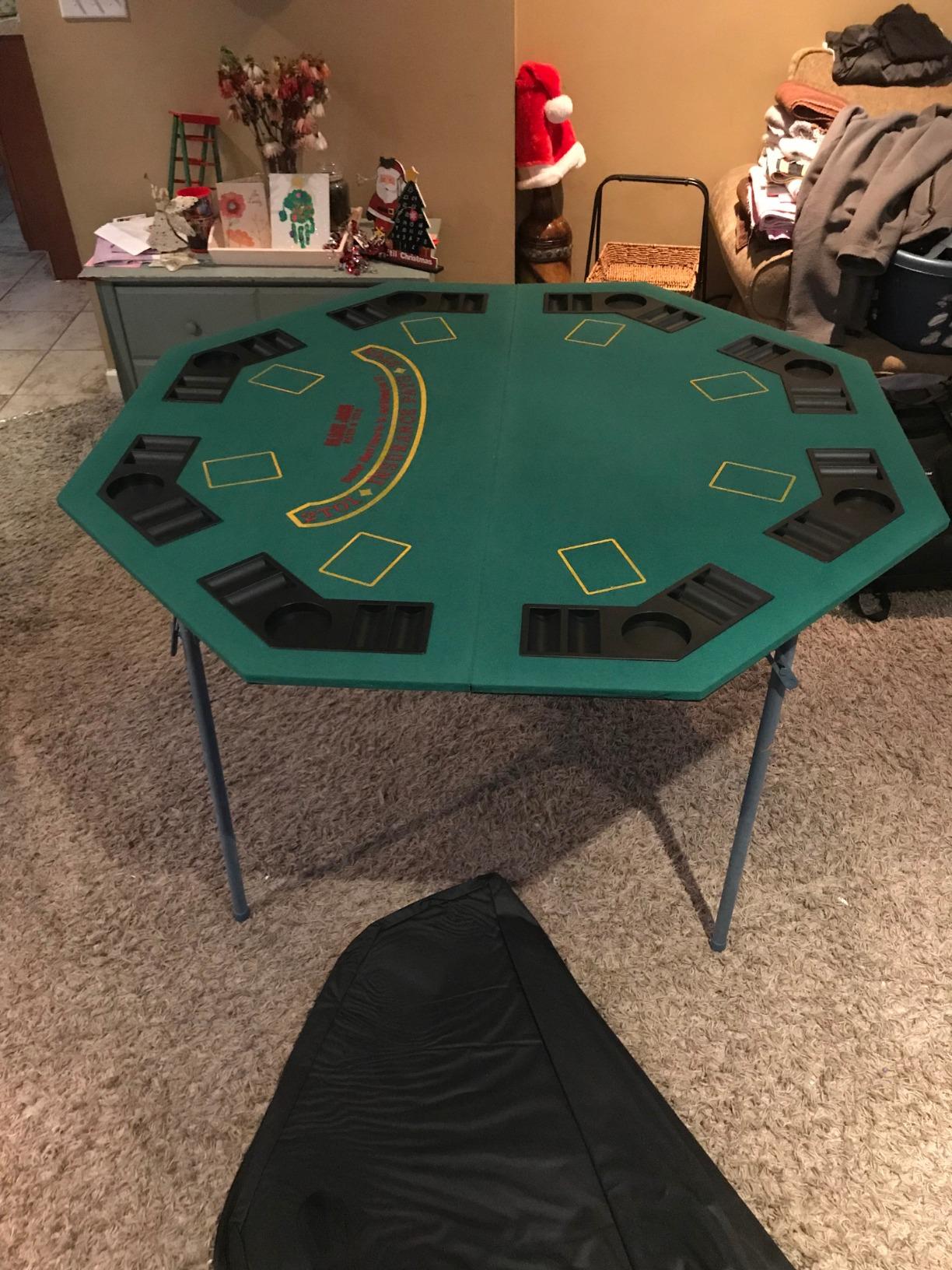 Folding Poker Table Top - 48-Inch Solid Wood Topper - Space for 8 Players - Blackjack Table with Built-in Cupholders and Chip Trays by Trademark Poker customer photo 2