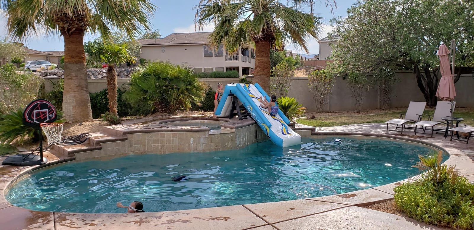 RAVE Sports Inflatable Pontoon Slide, 10 ft, Includes Large Grab Handles, Vinyl Step Insets, High Pressure Pump, Commercial Grade Inflation Valve, Heavy Duty Material, Safety Sides and Straps customer photo 2
