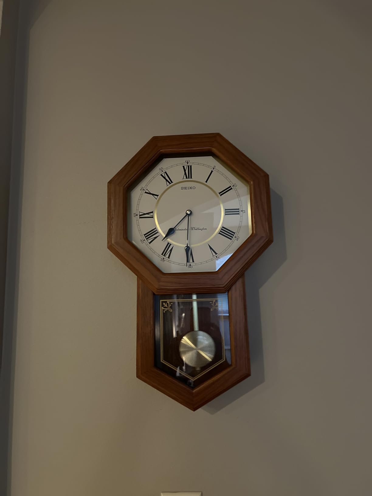 Seiko Light Oak Traditional Schoolhouse Wall Clock with Chime & Pendulum customer photo 1