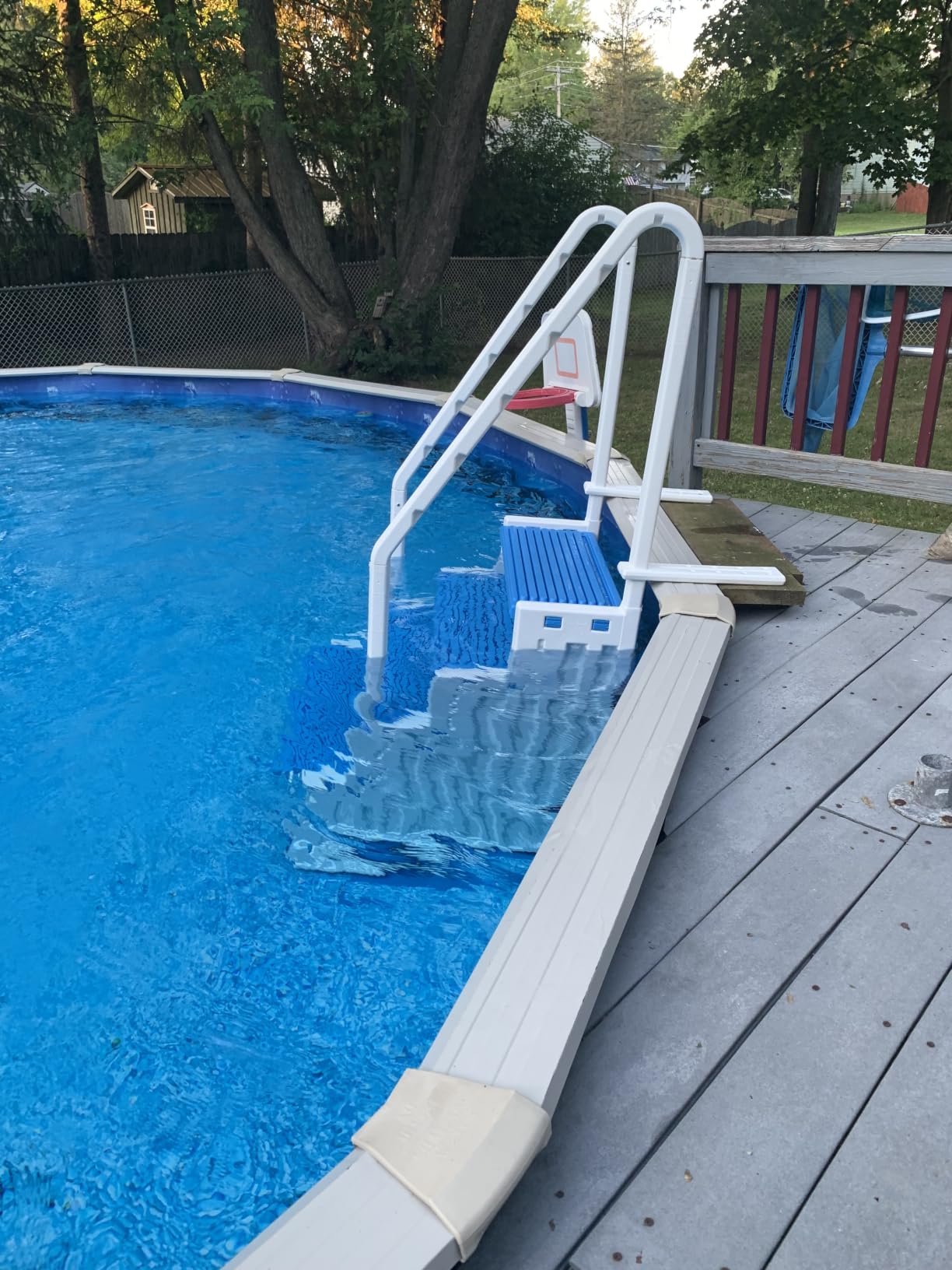 Confer Plastics Step-1X: Sturdy Above Ground Entry System with Dual Handrails and Slip-Resistant Steps, Easy Installation, Supports up to 400 lbs - Proudly Made in USA. Warm Grey with Grey Treads customer photo 1