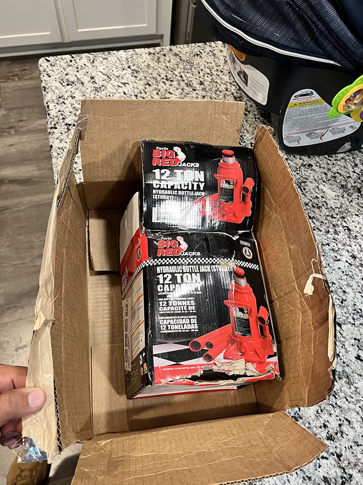 BIG RED T91207A Torin Hydraulic Stubby Low Profile Welded Bottle Jack, 12 Ton (24,000 lb) Capacity, Red customer photo 2