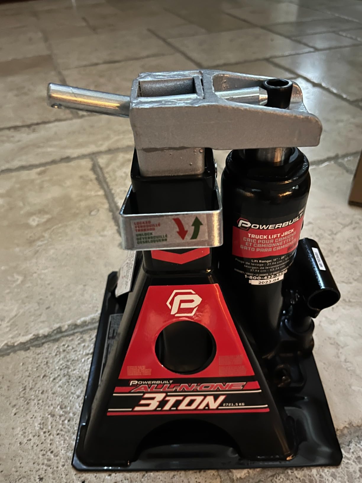 POWERBUILT 3 Ton All-in-One Hydraulic Bottle Jack and Jackstand in One, Compact, Wide Base, 11-21 Inch Range, Eliminates Jackstands, for Trucks, SUVs, RVs, Trailers, ASME, Not for Sedans - 640912 customer photo 2