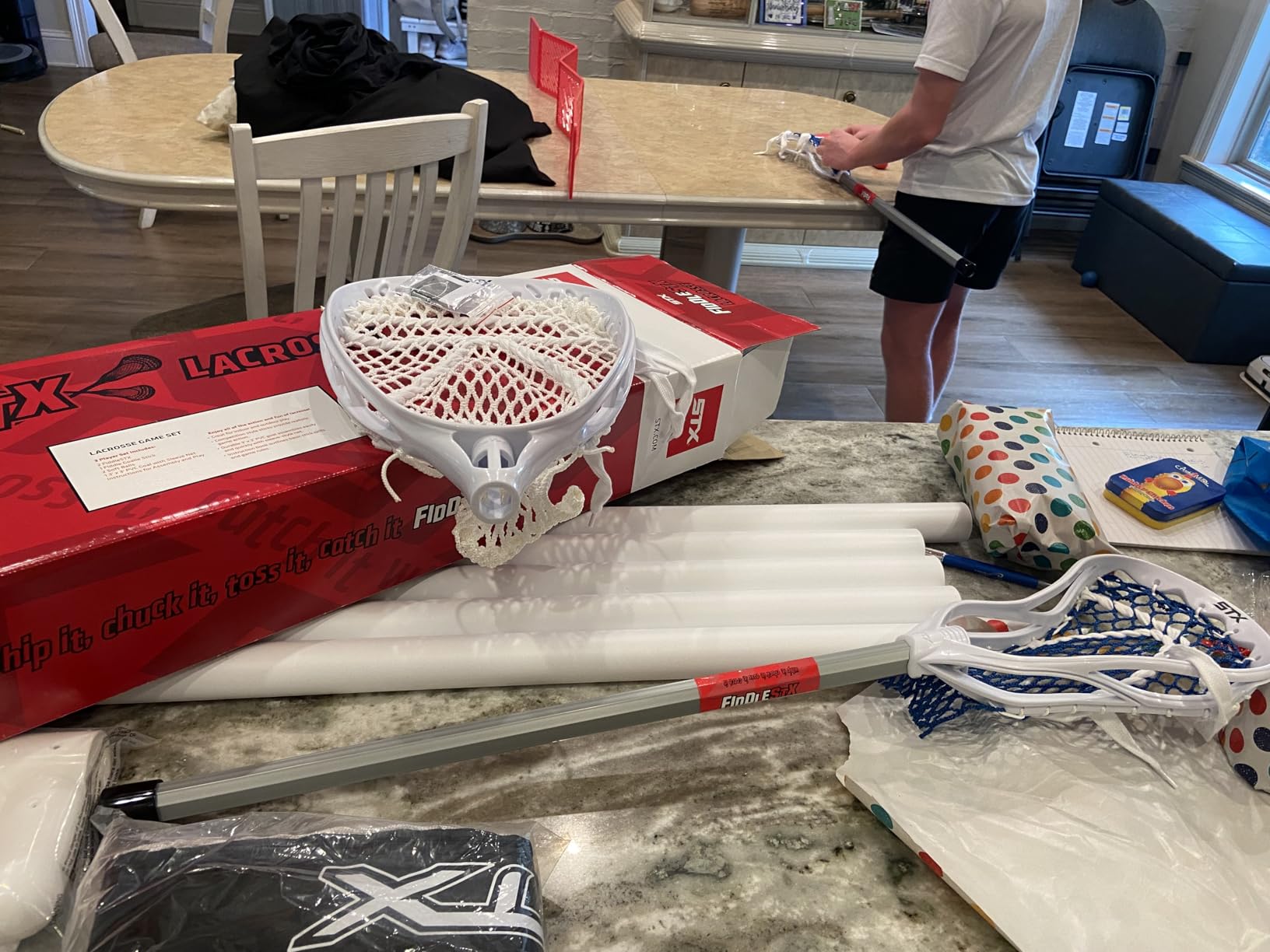 STX FiddleSTX Three Player Game Set with Two Field Player Sticks, One Goalie Stick, Mini Goal and Balls, White/Grey customer photo 2
