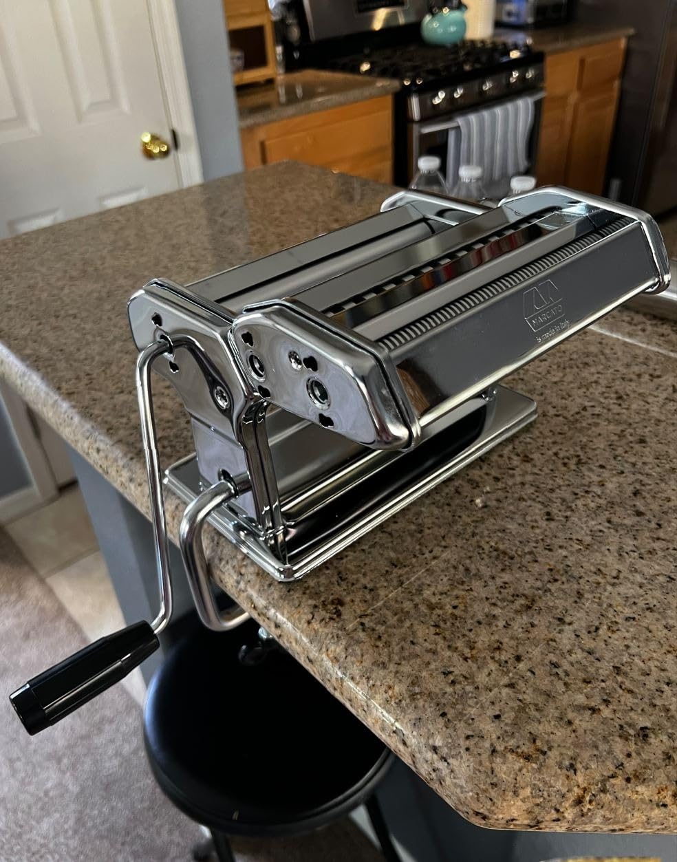 MARCATO Made in Italy Atlas 180 Classic Manual Pasta Machine, Chrome Steel. Makes Lasagne, Fettuccine & Tagliolini. customer photo 1