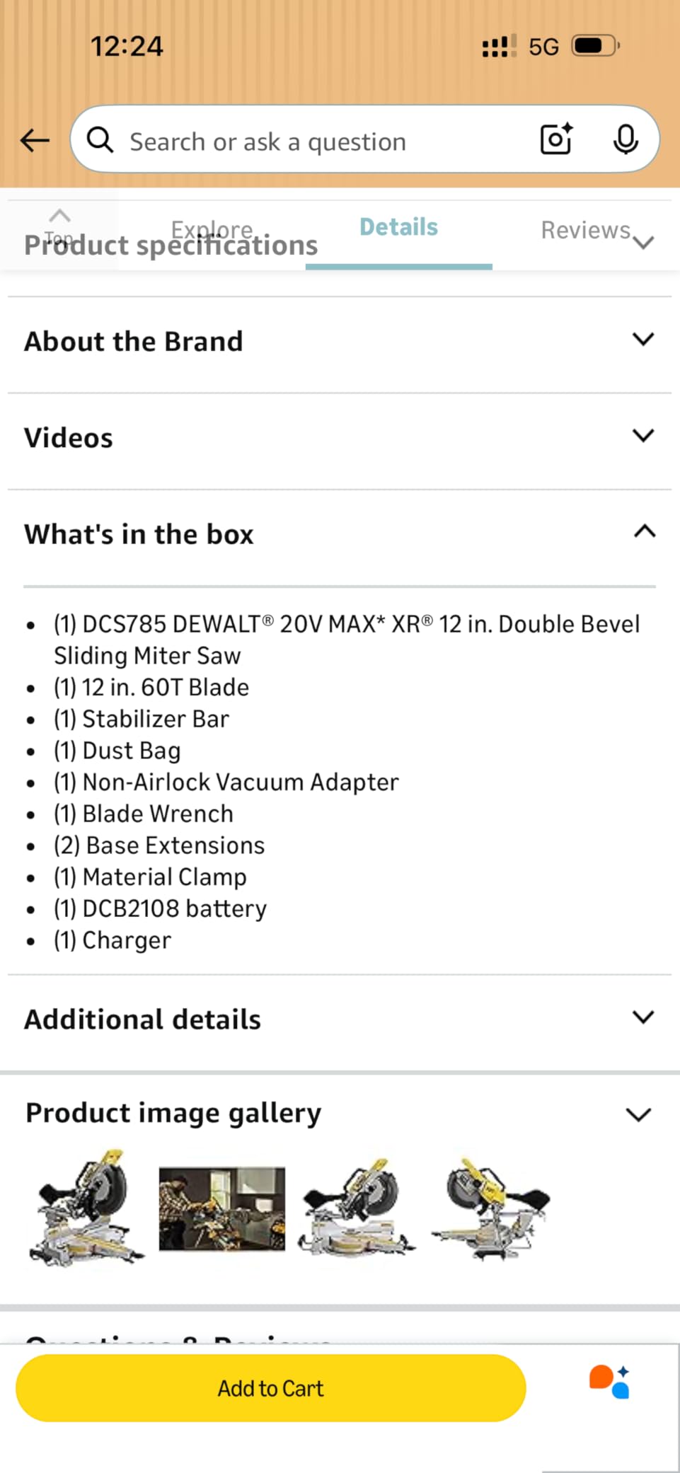 DEWALT 20V MAX XR 12 inch Double Bevel Sliding Compound Miter Saw, Cordless, Tool Only (DCS785B) customer photo 1
