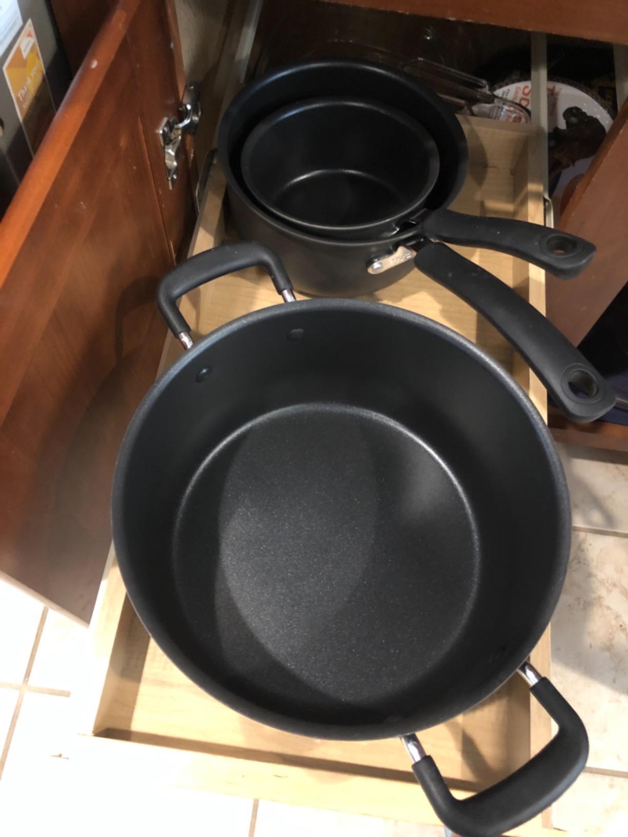 T-fal Ultimate Hard Anodized Nonstick Cookware Set 12 Piece, Oven Broiler Safe 400F, Lid Safe 350F, Kitchen Cooking Set w/Fry Pans, Saucepans, Dutch Oven, Pots and Pans, Dishwasher Safe, Onyx customer photo 1