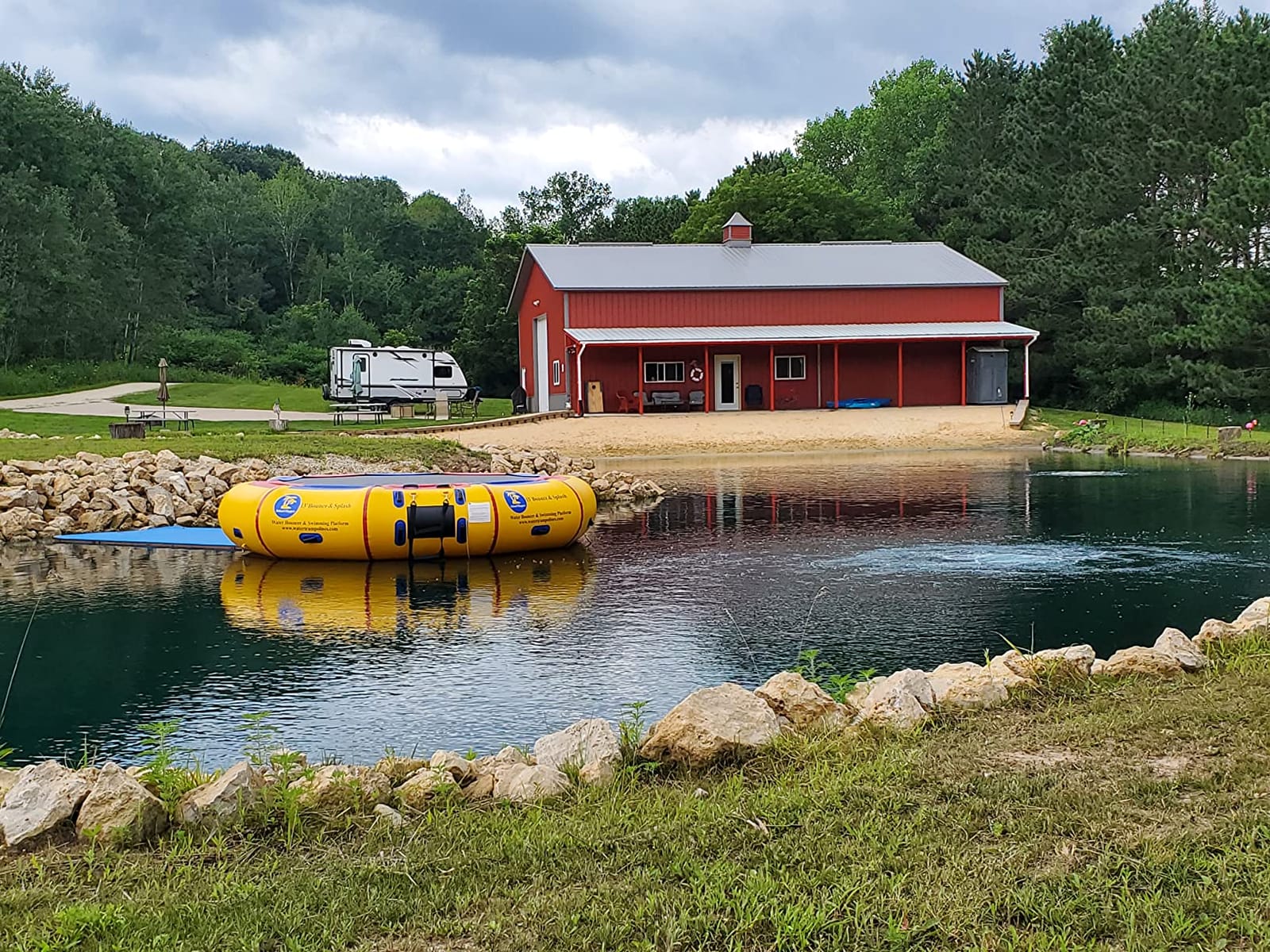 Island Hopper 13' Bounce N Splash Padded Water Bouncer - Durable Inflatable Trampoline - Spring-Less Design with Foam Padding - Water Trampoline for Lake Supports 500 lbs customer photo 2