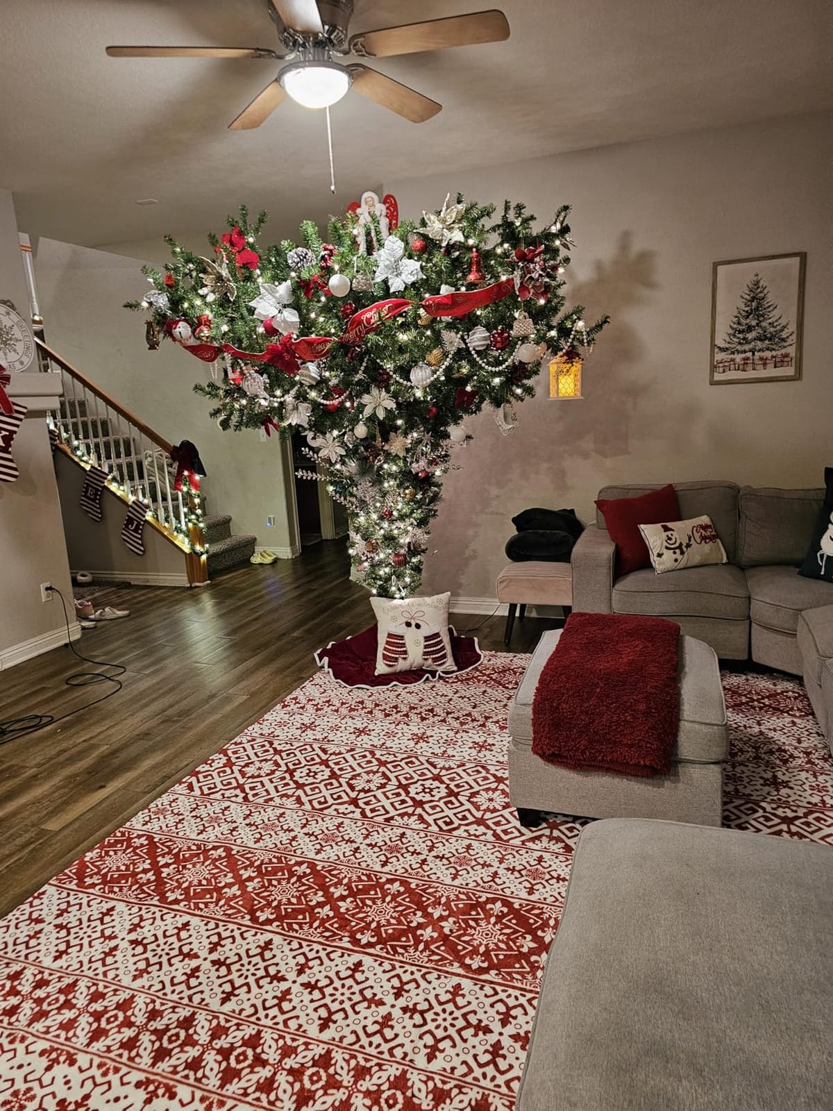 Vickerman 75' Unlit Upside Down Artificial Christmas Tree customer photo 2