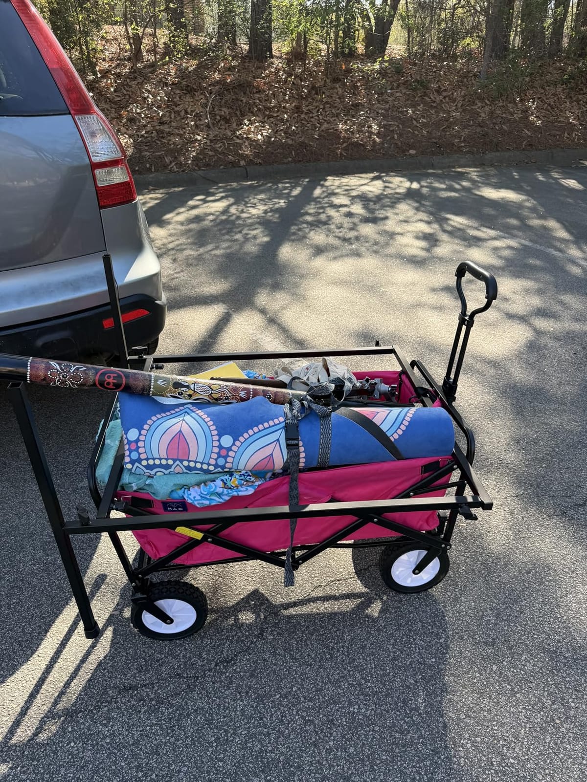 Mac Sports Heavy Duty Steel Frame Collapsible Folding 150 Pound Capacity Outdoor Camping Garden Utility Wagon Yard Cart, Red customer photo 2