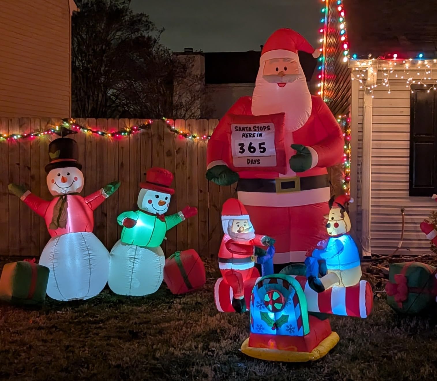 4 Foot Animated Christmas Inflatable Santa Claus and Reindeer on Teeter Totter Outdoor Yard Decoration customer photo 1