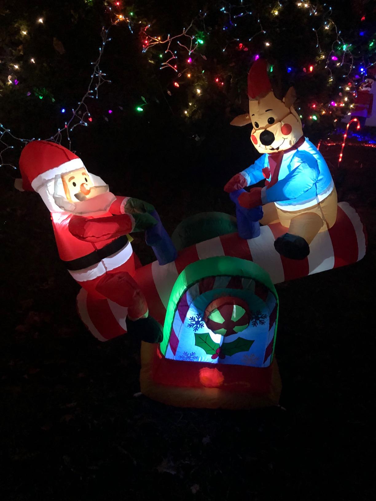 4 Foot Animated Christmas Inflatable Santa Claus and Reindeer on Teeter Totter Outdoor Yard Decoration customer photo 2