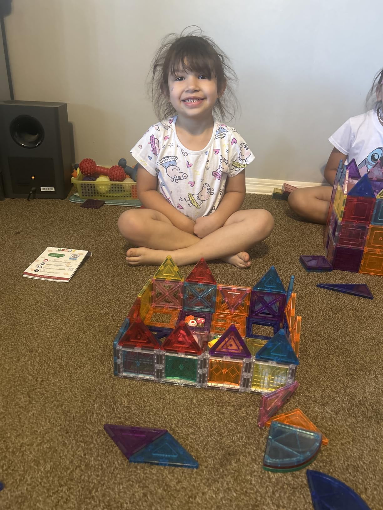 PicassoTiles 60 Piece Magnetic Tiles Clear 3D Building Blocks STEM Ages 3+ | Montessori sensory learning, easy small-hand grip, multiplayer group play fun, preschool classroom gifting, smooth safe edges customer photo 2
