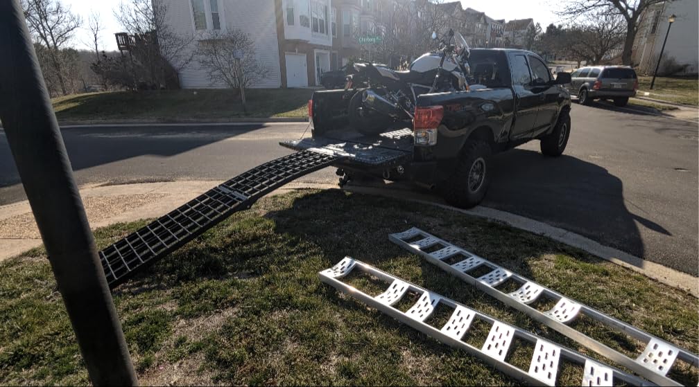 10' ATV Loading Ramps, 1,200 lb, Titan Ramps | Aluminum loading ramps for pickup trucks foldable, lightweight with serrated crossbars customer photo 2
