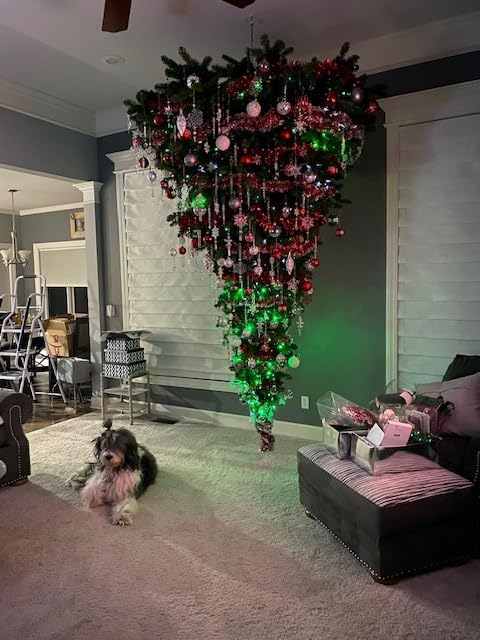 9' Green Upside Down Artificial Christmas Tree, Unlit - Faux Upside Down Christmas Tree - Seasonal Indoor Home Decor customer photo 1