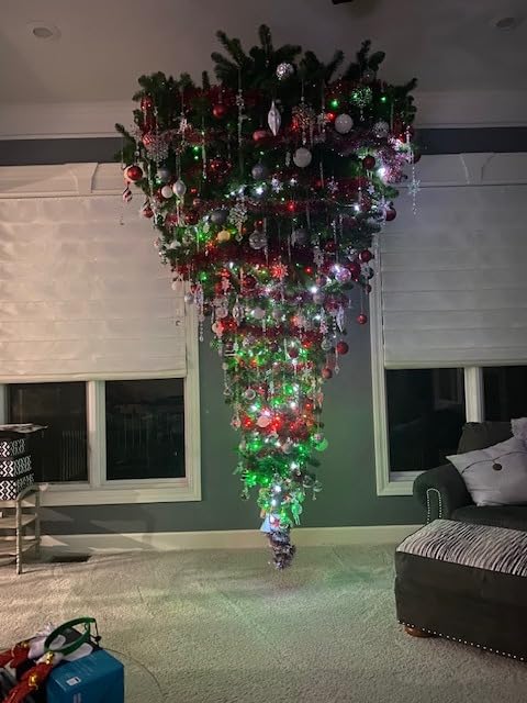 9' Green Upside Down Artificial Christmas Tree, Unlit - Faux Upside Down Christmas Tree - Seasonal Indoor Home Decor customer photo 2