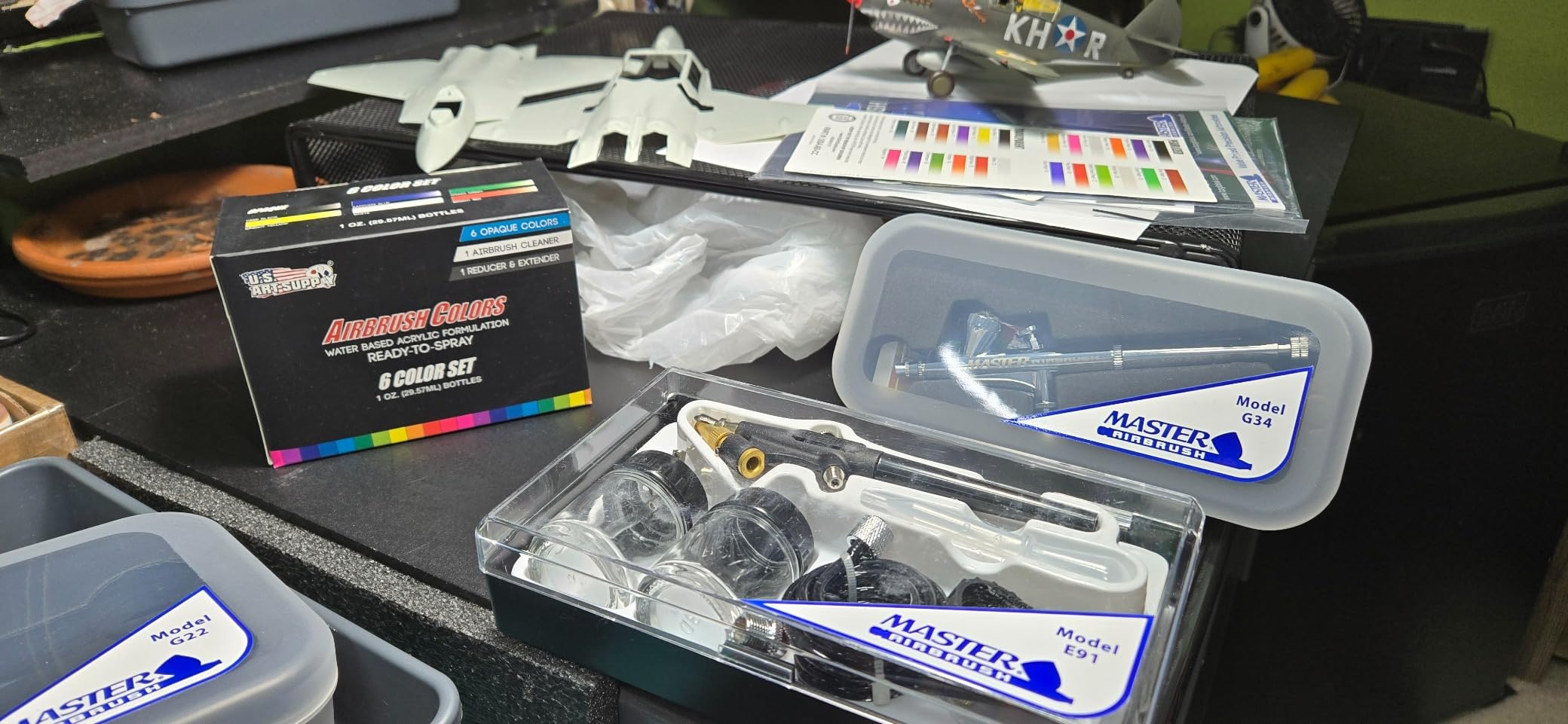 Master Airbrush Cool Runner II Air Brush Kit with Air Compressor Dual Fan | 3 Airbrushes, 6 Color Acrylic Paint Set, Hose, Brushes & Learning Guide Manual for Crafts, Auto, Tattoo & Model Painting customer photo 1