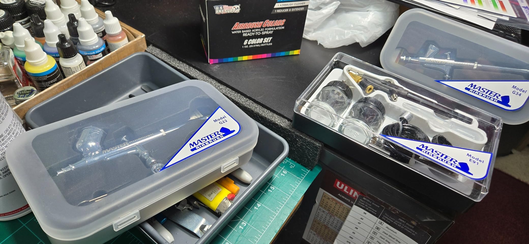Master Airbrush Cool Runner II Air Brush Kit with Air Compressor Dual Fan | 3 Airbrushes, 6 Color Acrylic Paint Set, Hose, Brushes & Learning Guide Manual for Crafts, Auto, Tattoo & Model Painting customer photo 2