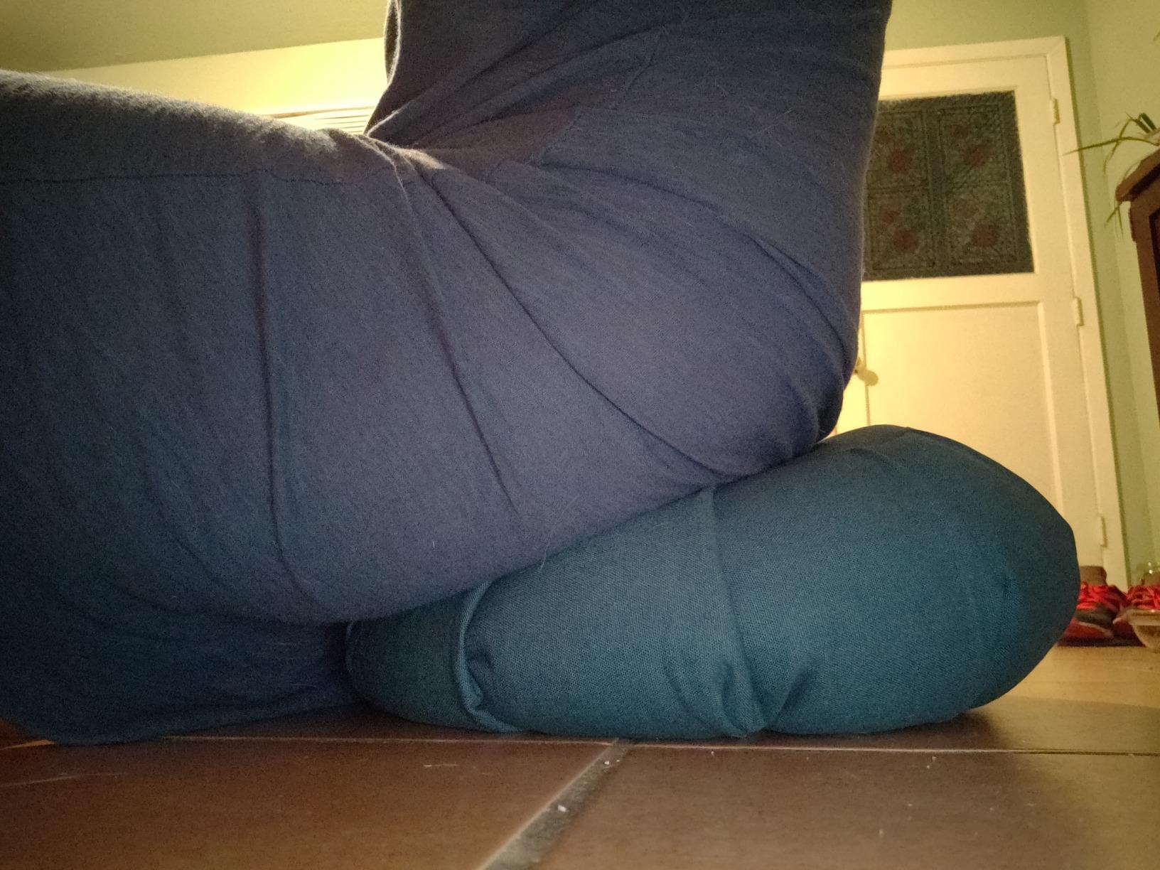 Meditation Cushion, Round, Buckwheat Husk Filled, Floor Pillow or Cushions, Yoga Seat, Zafu, Made in the USA customer photo 1