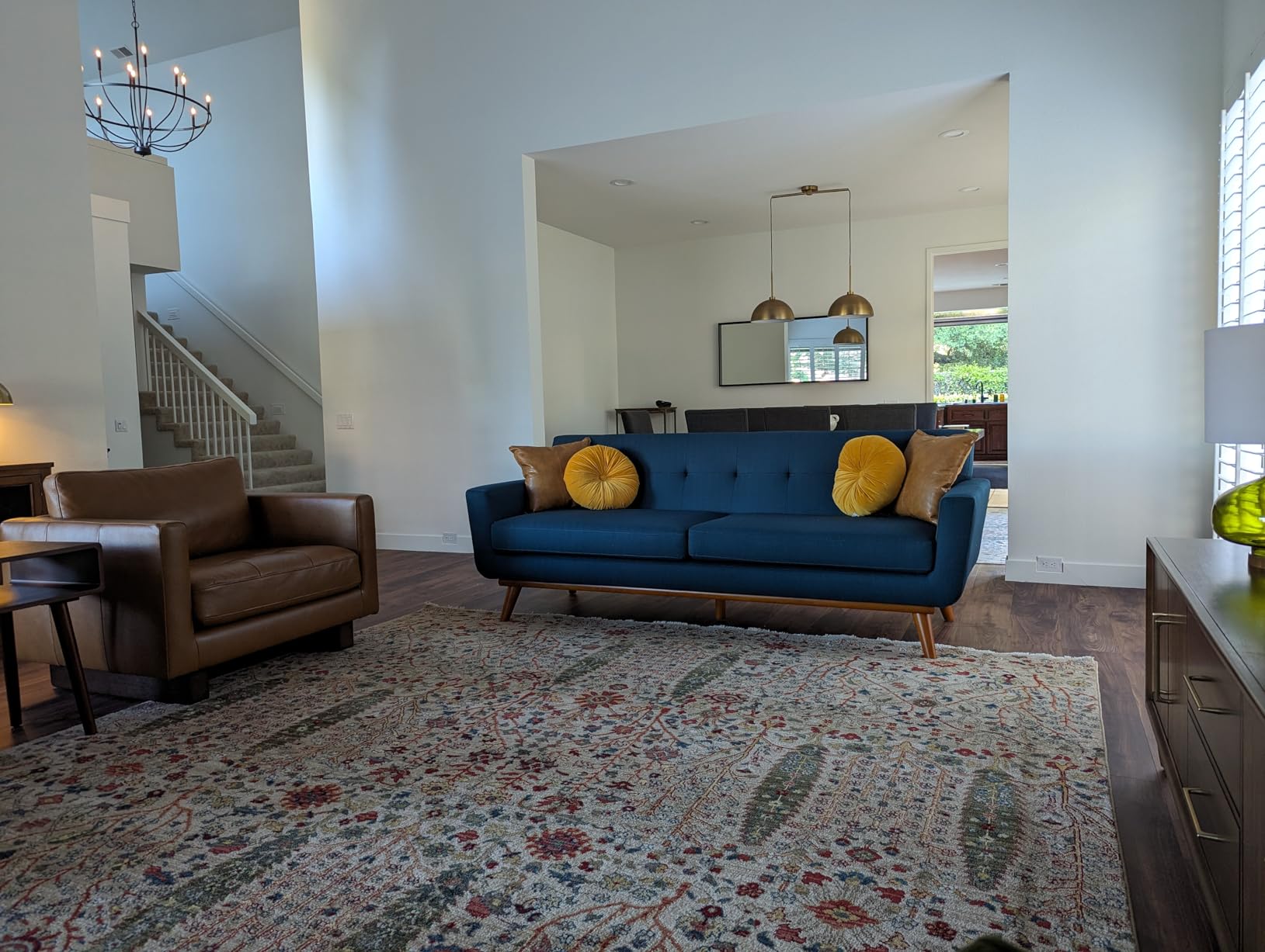 Modway Engage Mid-Century Modern Upholstered Fabric Sofa in Azure customer photo 2