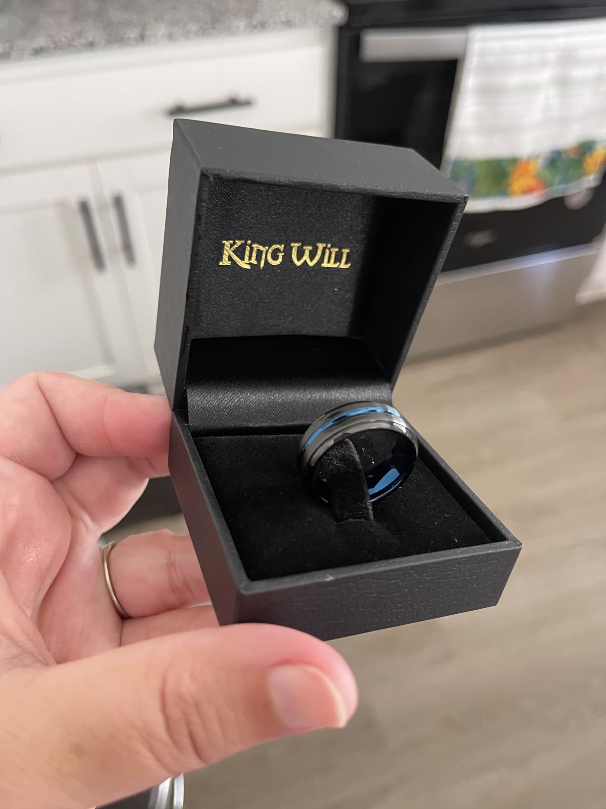 King Will Tungsten Carbide Wedding Band for Men Size 4-16 | 6/8/10mm Width, Multicolor Available with Grooved Center, Wedding Ring Suitable for Work, Gym Comfort Fit Size 4-16 customer photo 2