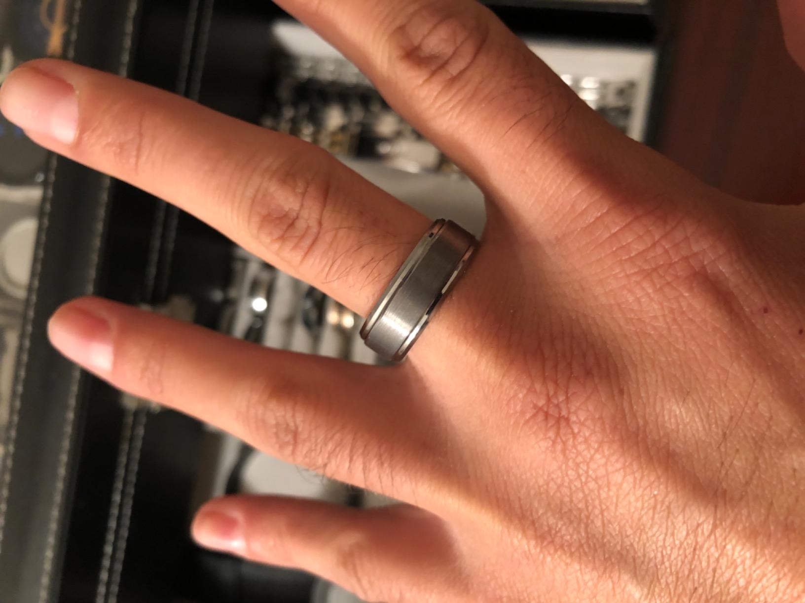 King Will Classic Tungsten Wedding Band for Men, 6/7/8/9/10mm Widths, Polished Finish Step Edge Matte Rings Comfort Fit customer photo 2