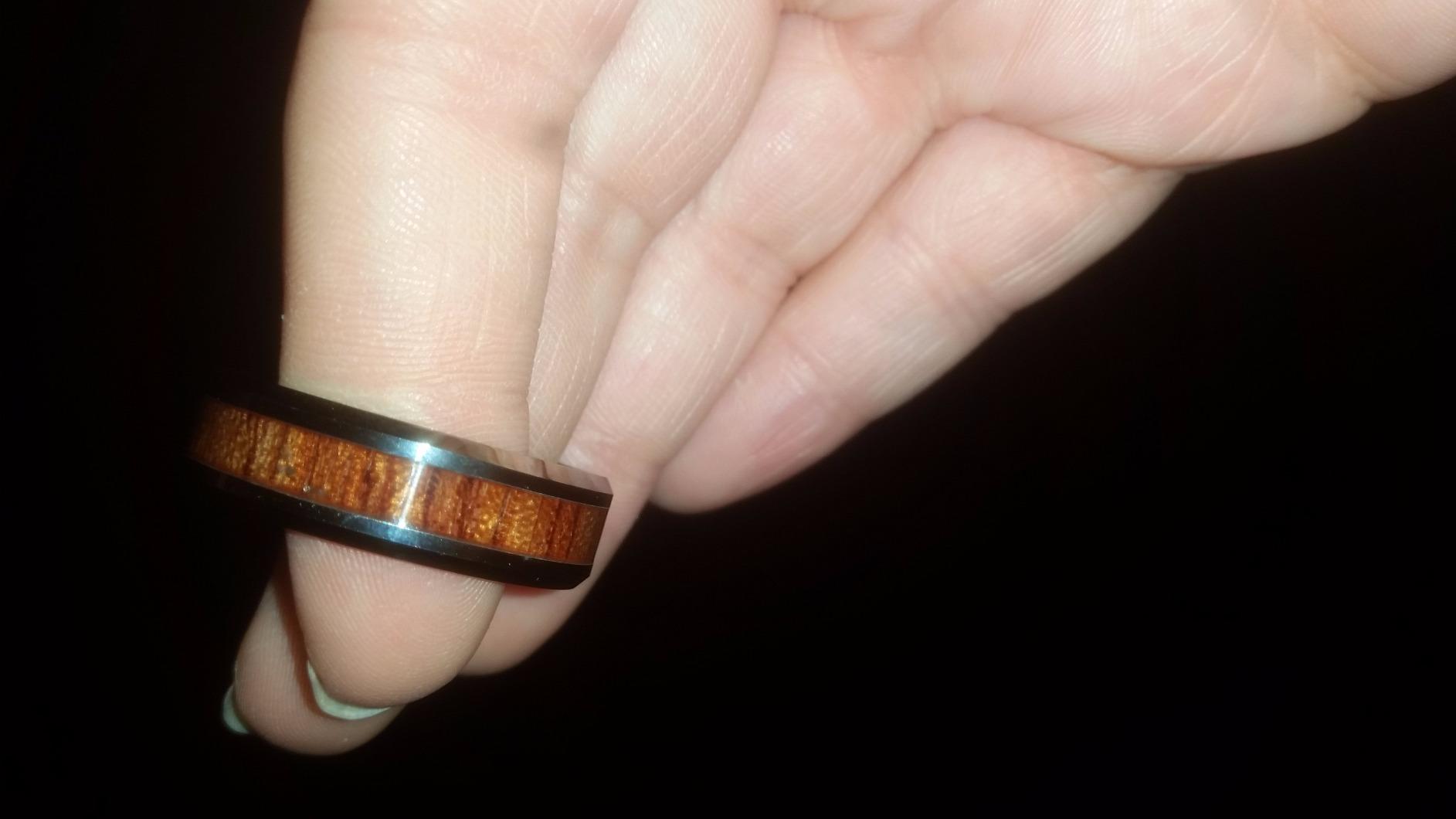 King Will Nature Koa Wood Inlay Tungsten Carbide Wedding Ring for Men | Silver/Black/Gold/Green/Rose Gold/Blue, Wedding Band, High Polished, Anniversary Rings, Comfort Fit, Koa wood inlay customer photo 1