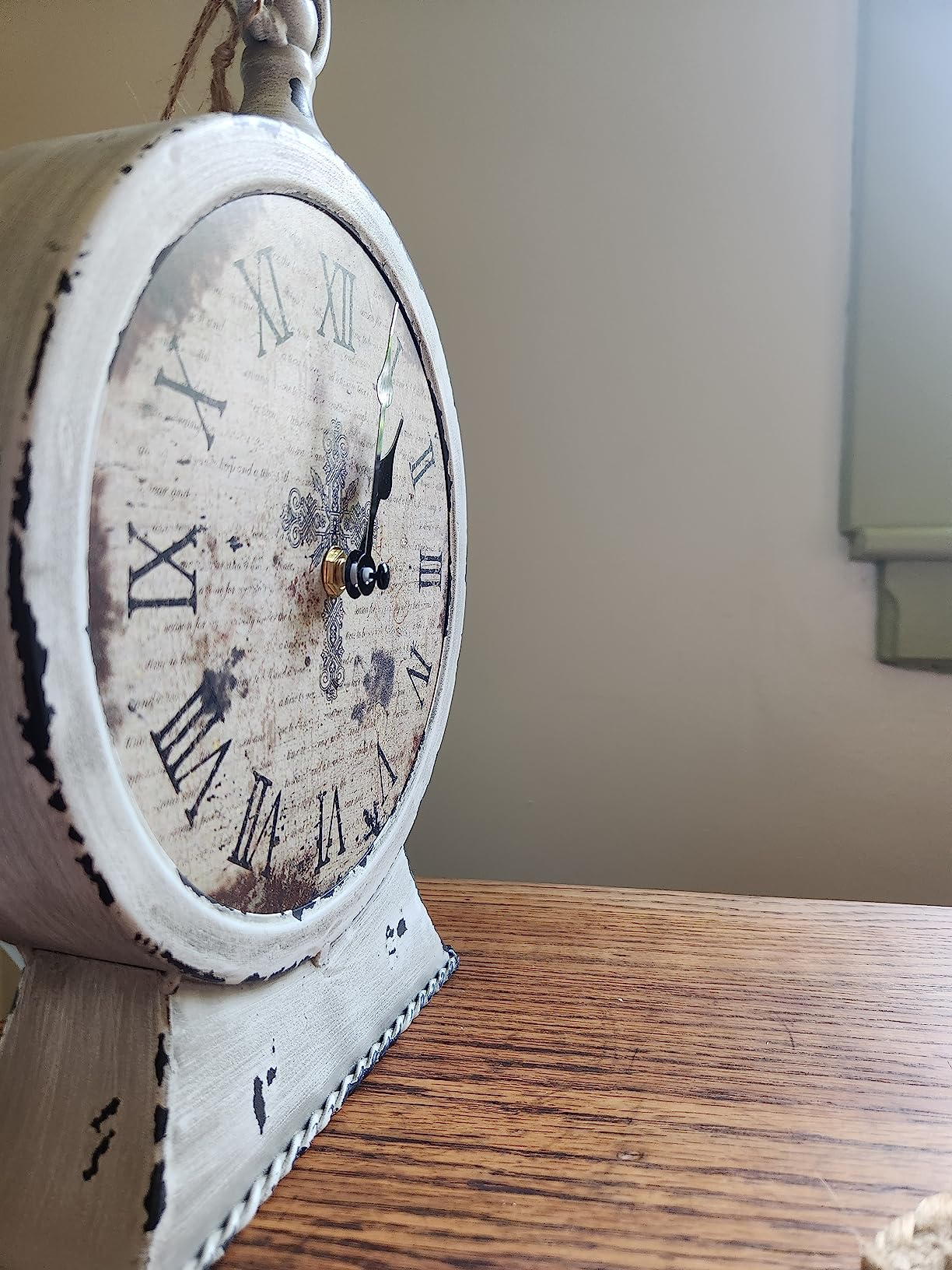 Stonebriar Large 12 Inch Decorative Battery Operated Table Top Clock with Roman Numerals and Antique Finish, 12