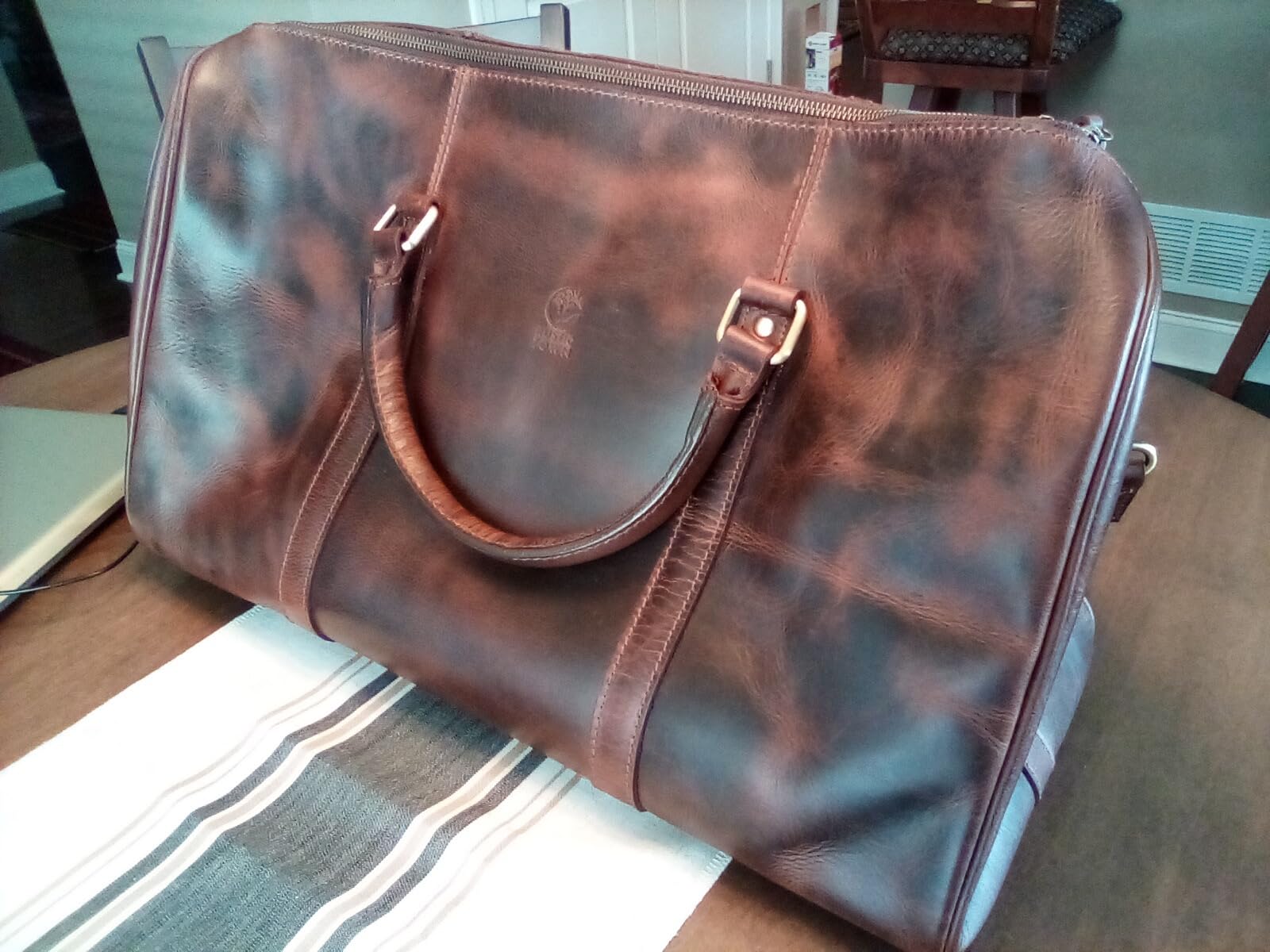 Leather Duffle Bag for Men - Full Grain Travel Weekender, Brown 20 Inch customer photo 1