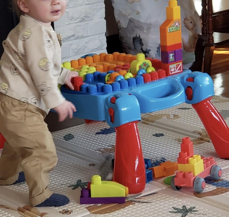 MEGA BLOKS First Builders Build 'n Learn Table Toddler Blocks Toy Set, Blue | Portable Activity Table, 30 Pieces, Built-In Storage, Preschool Kids Ages 1+ Years, Easy to Build (Amazon Exclusive) customer photo 2