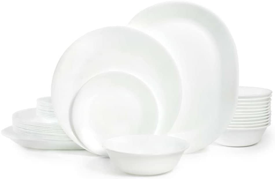 Corelle Vitrelle 38-Piece Service for 12 Dinnerware Set, Triple Layer Glass and Chip Resistant, Lightweight Round Plates and Bowls Set, Winter Frost White customer photo 2