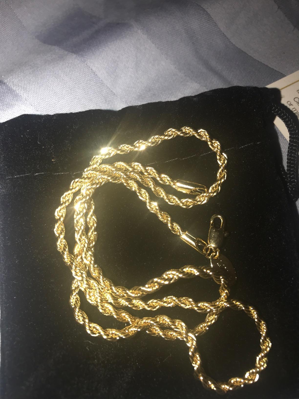 LIFETIME JEWELRY Gold Rope Chain for Men & Women - 24k Gold Necklace - Lifetime Replacement - Diamond Cut Real Gold Plated Chain - Heavy Duty Clasp - 3mm customer photo 1