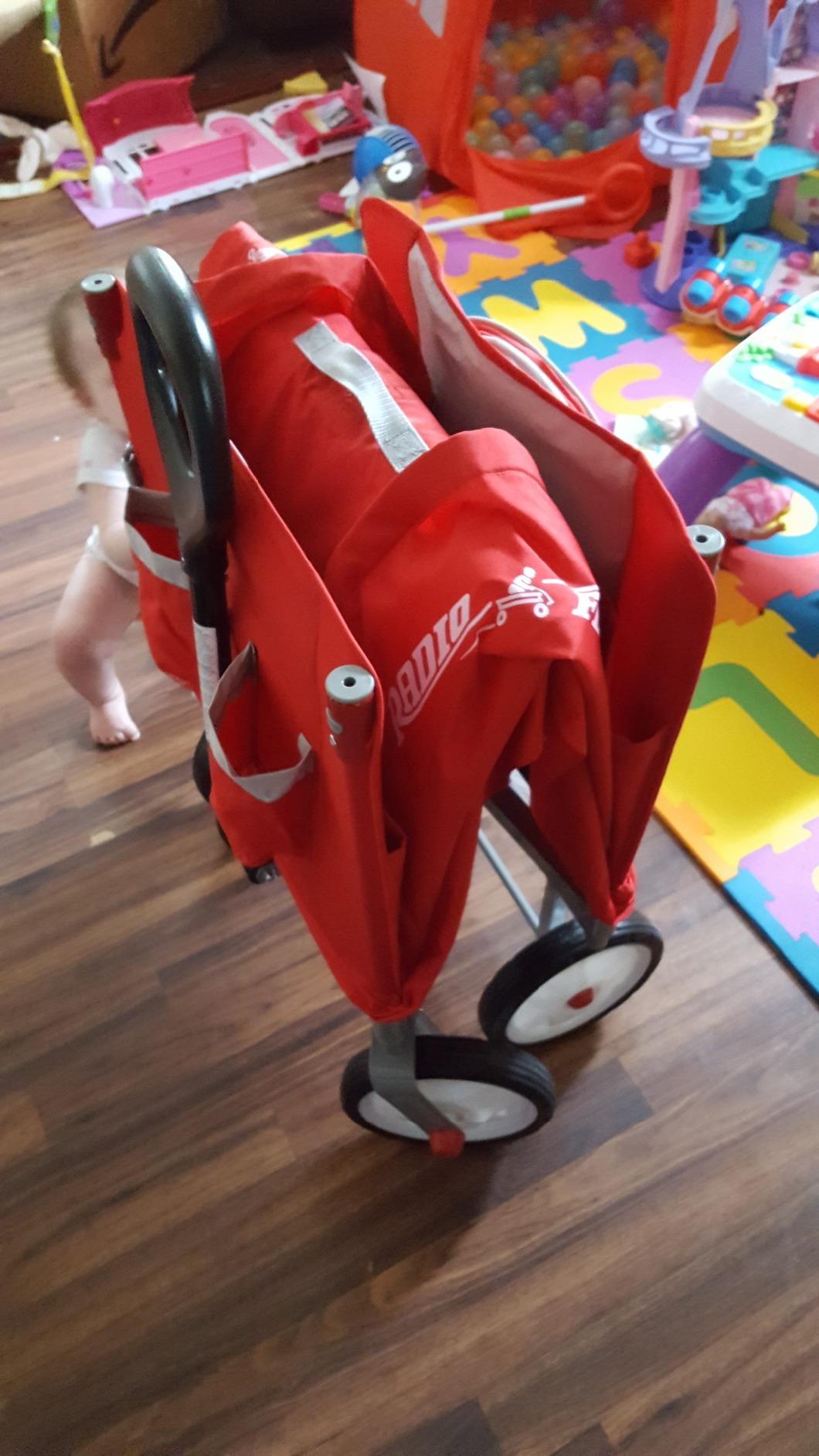 Radio Flyer 3-in-1 EZ Fold Wagon with Canopy, for Kids 1.5+, UV Shade | One-Hand Flat Fold, Seats 2 or Converts to Bench, DuraClean Fabric, Rubber Tires, 150 lb Capacity customer photo 1