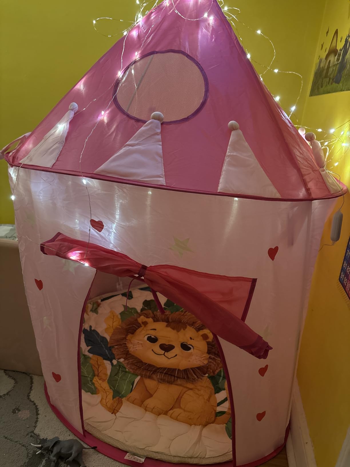Playz 5pc Princess Castle Play Tent for Kids Glow in Dark Pink Princess Pit | Playhouse w/ Costume, Princess Tent for Toddlers, Kids Play Tent Indoor, Kids tent indoor pop up pink tent for girls 3+ customer photo 1