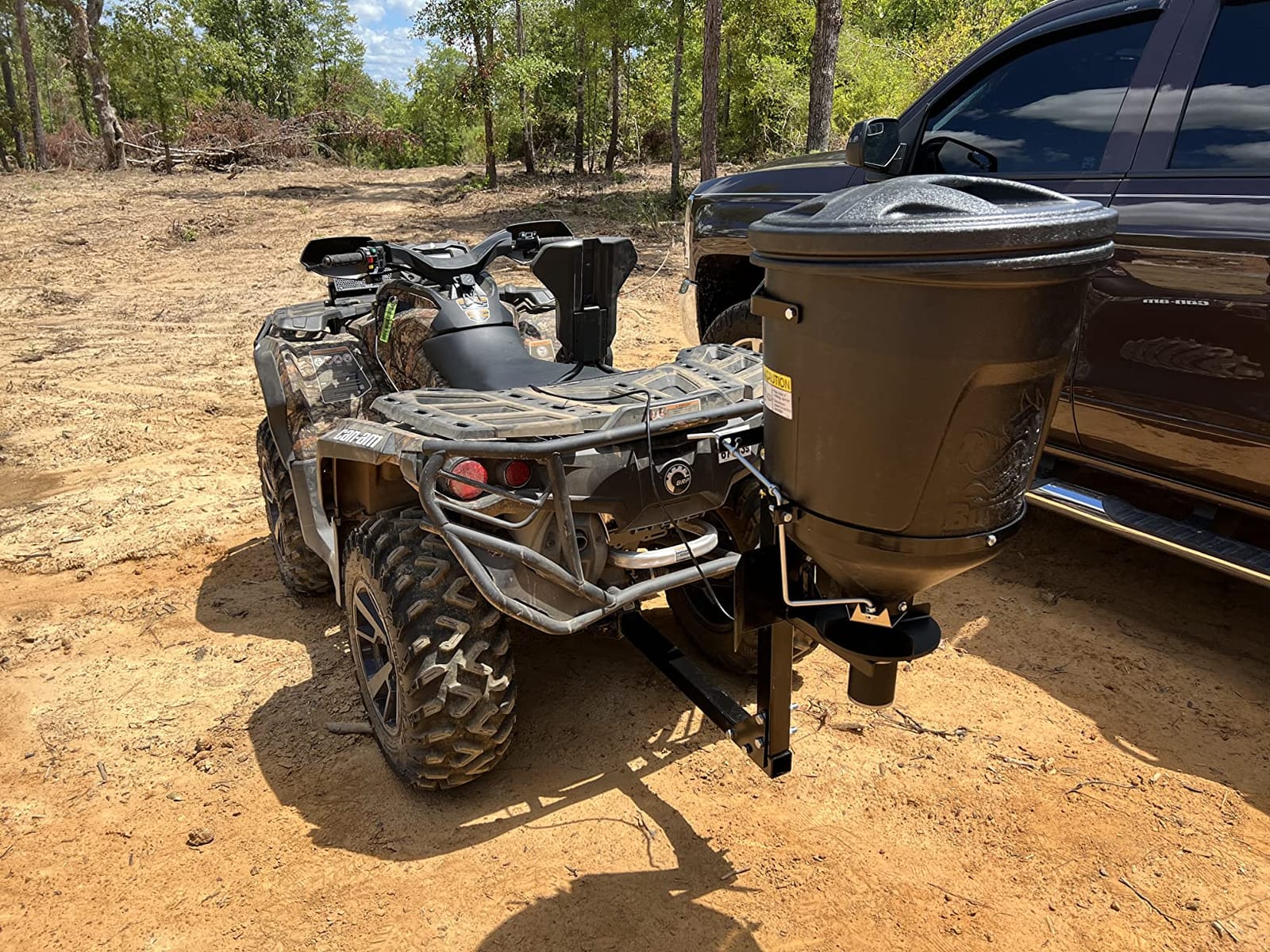 Buyers Products UTVS16 UTV/ATV Broadcast Spreader, 150 lb Capacity, Receiver Hitch Mount, for Salt, Grass, Seed, Fertilizer & Feed, Adjustable Flow Gate, 12V Motor, Poly Hopper w/ Lid, All-Season Use customer photo 1
