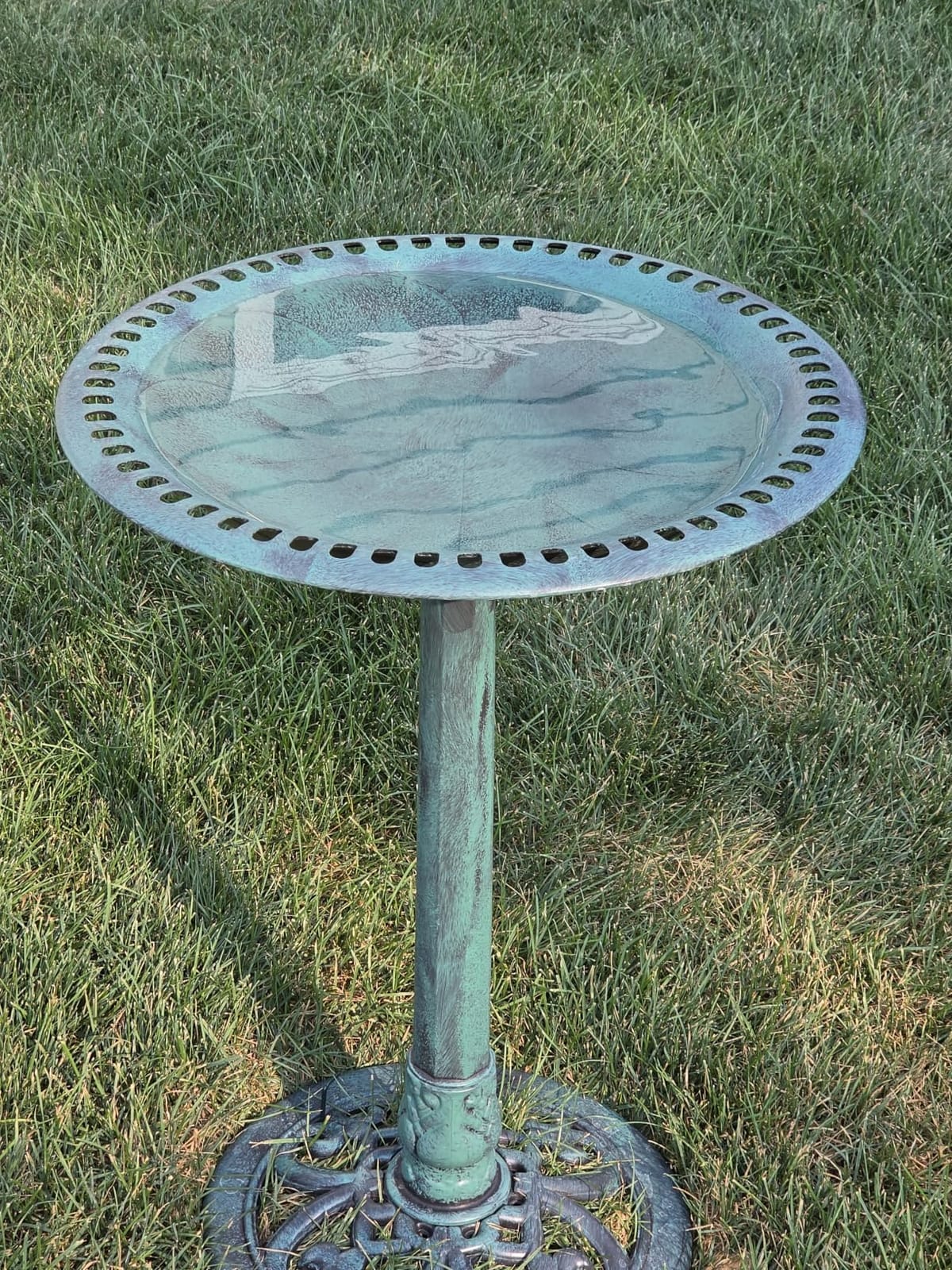 Best Choice Products 28in Pedestal Bird Bath, Vintage Outdoor Resin Accent Decoration w/Fleur-de-Lis Accents - Green customer photo 1